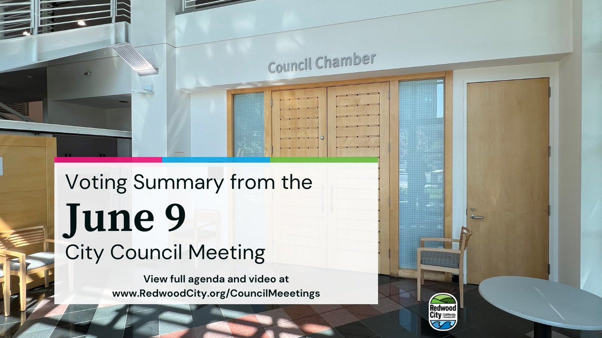City of Redwood City (@redwoodcity) on Twitter photo ❓ Want to learn more about how the City Council voted at last week's meeting?
🔗 Click this link to view a summary of the City Council's actions taken at the June 9, 2025 City Council meeting: redwoodcity-ca.granicus.com/DocumentViewer….
For general meeting info, visit ➡️ RedwoodCity.org/CouncilMeetings. ❓ Want to learn more about how the City Council voted at last week's meeting?
🔗 Click this link to view a summary of the City Council's actions taken at the June 9, 2025 City Council meeting: redwoodcity-ca.granicus.com/DocumentViewer….
For general meeting info, visit ➡️ RedwoodCity.org/CouncilMeetings.