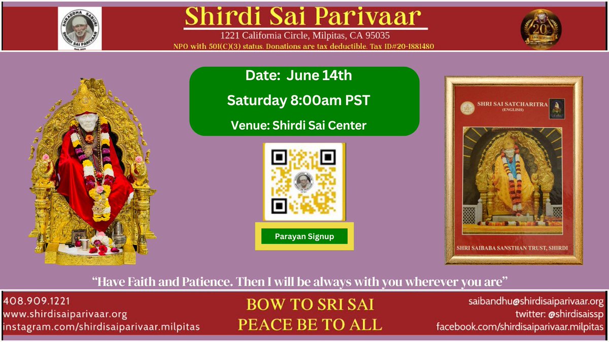 "The light of Guru's grace removes out fear of the mundane existence, opens the path of salvation and turns our misery into happiness." 
Sadguru Sainatha Arpanamasthu, Shubam Bavathu
Darshan from #Shirdisaiparivaar
