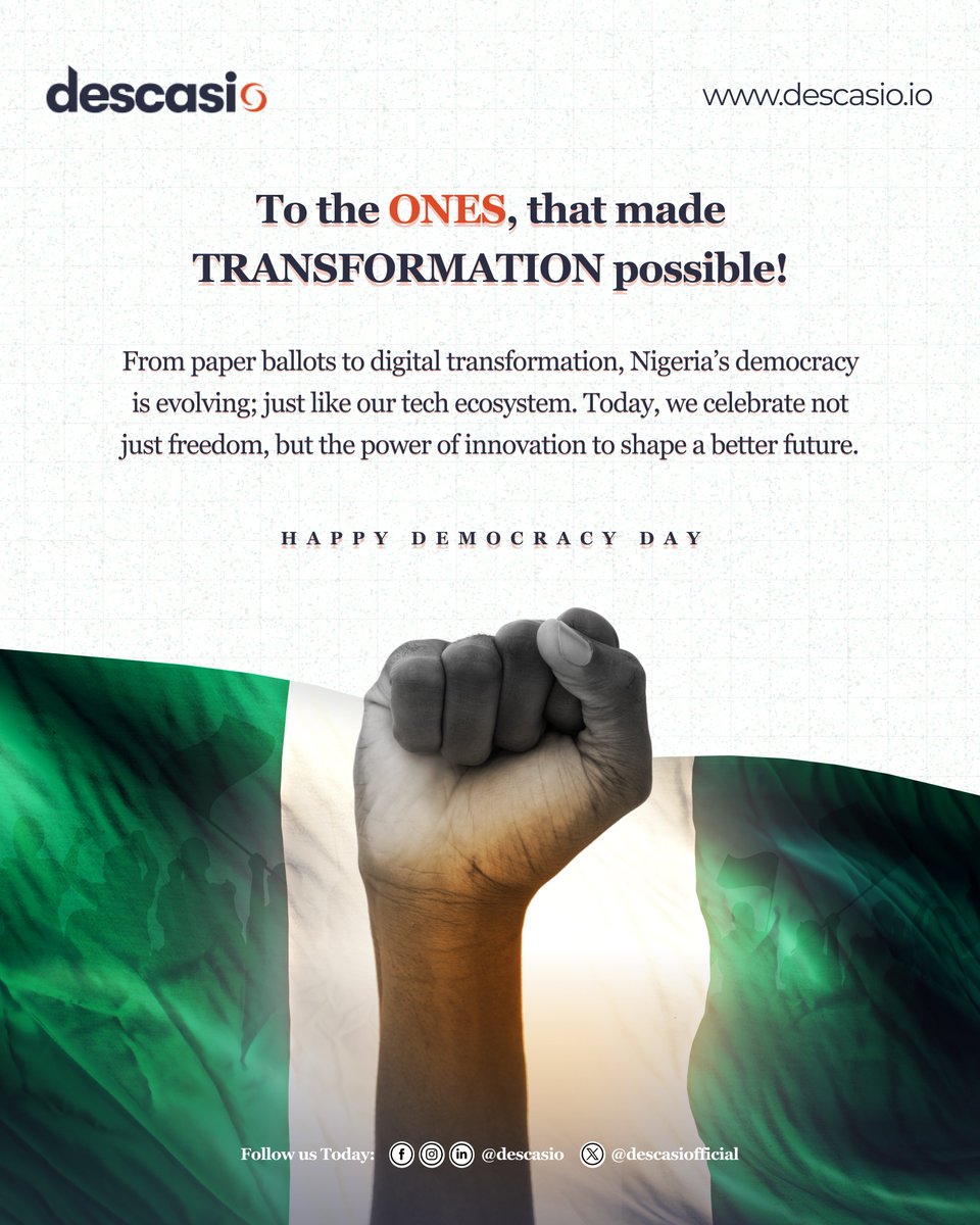 This #DemocracyDay, we’re reflecting on how Nigeria’s tech revolution can drive transparency, inclusion, and progress. The future isn’t just digital; it’s democratic.

What’s your take? Can tech fix democracy’s ‘bug’?

Drop a comment! 👇

#DemocracyDay #TechForChange