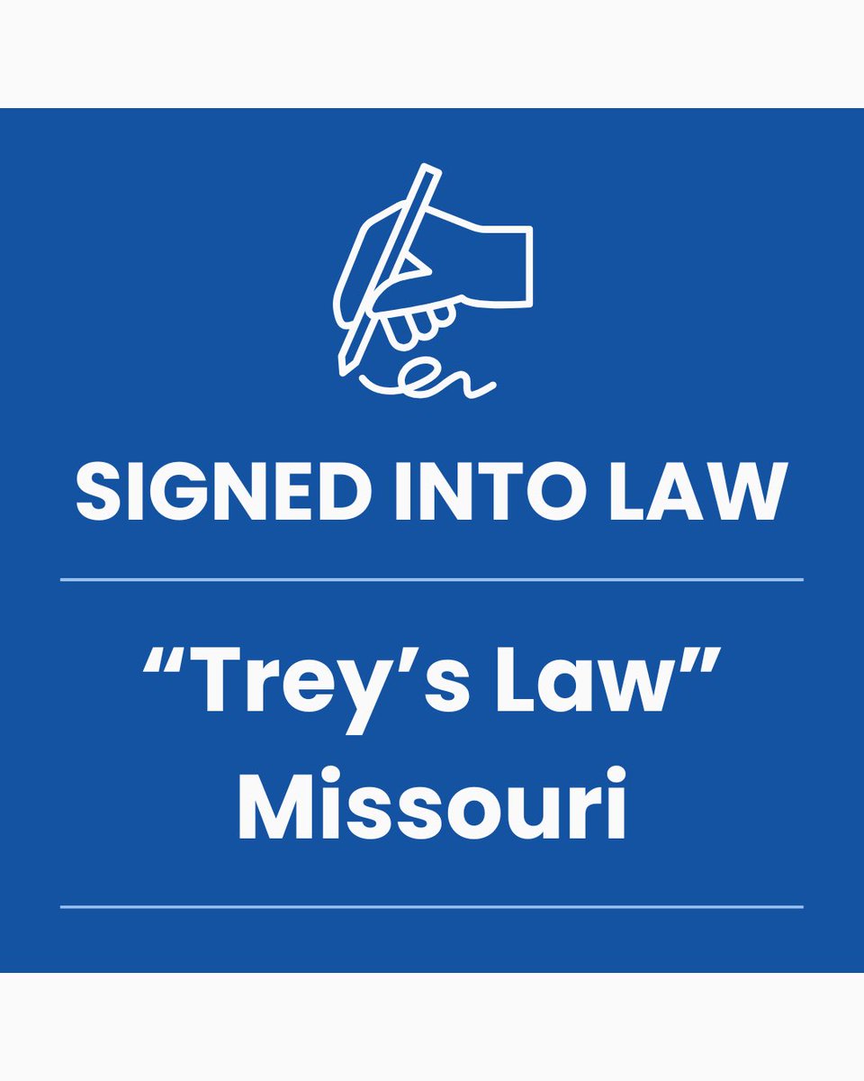 Trey's Law (@treys_law) on Twitter photo Missouri - It’s official!
Yesterday, <a href="/GovMikeKehoe/">Governor Mike Kehoe</a> signed #TreysLaw into law as part of SB81, a sweeping public safety bill originally authored by Sen. <a href="/KurtisGregory51/">Kurtis Gregory</a>. As of August 28, 2025, survivors of child sexual abuse in Missouri will no longer be legally silenced by Missouri - It’s official!
Yesterday, <a href="/GovMikeKehoe/">Governor Mike Kehoe</a> signed #TreysLaw into law as part of SB81, a sweeping public safety bill originally authored by Sen. <a href="/KurtisGregory51/">Kurtis Gregory</a>. As of August 28, 2025, survivors of child sexual abuse in Missouri will no longer be legally silenced by
