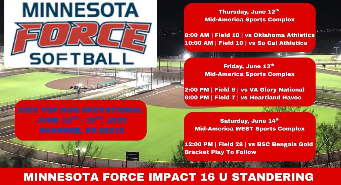 Ava Abrahamson (@avaabrahamson27) on Twitter photo Here is my Force teams schedule for the week at the Kansas City Top Gun. <a href="/MNForceImpact/">Minnesota Force Impact</a>
<a href="/BadgerHealy/">BadgerCoachHealy</a> <a href="/CoachBirdie/">Stacey Birdsong</a> <a href="/CoachAMRobSB/">Coach A. Robinson</a> <a href="/bbogner14/">Brett Bogner</a> <a href="/bshipman44/">Bill Shipman</a> <a href="/Morgan_Scott023/">Morgan :)</a> <a href="/dee11davis/">DeeDee Morris</a> <a href="/DiehlLindsay/">Lindsay Diehl</a> <a href="/itsbritanypitch/">Brittany Gray-Cardenas</a> <a href="/coachDp16/">Dan Paulson</a> Here is my Force teams schedule for the week at the Kansas City Top Gun. <a href="/MNForceImpact/">Minnesota Force Impact</a>
<a href="/BadgerHealy/">BadgerCoachHealy</a> <a href="/CoachBirdie/">Stacey Birdsong</a> <a href="/CoachAMRobSB/">Coach A. Robinson</a> <a href="/bbogner14/">Brett Bogner</a> <a href="/bshipman44/">Bill Shipman</a> <a href="/Morgan_Scott023/">Morgan :)</a> <a href="/dee11davis/">DeeDee Morris</a> <a href="/DiehlLindsay/">Lindsay Diehl</a> <a href="/itsbritanypitch/">Brittany Gray-Cardenas</a> <a href="/coachDp16/">Dan Paulson</a>