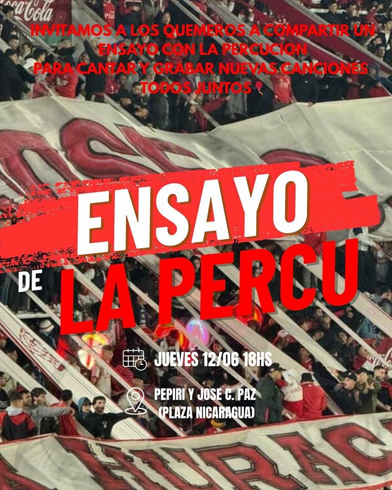 Lo que el hincha pidió: Renovacion del cancionero
Mañana jueves 12, 18hs, plaza Nicaragua con los pibes de la percusion de Huracán.
Gestión.🎈