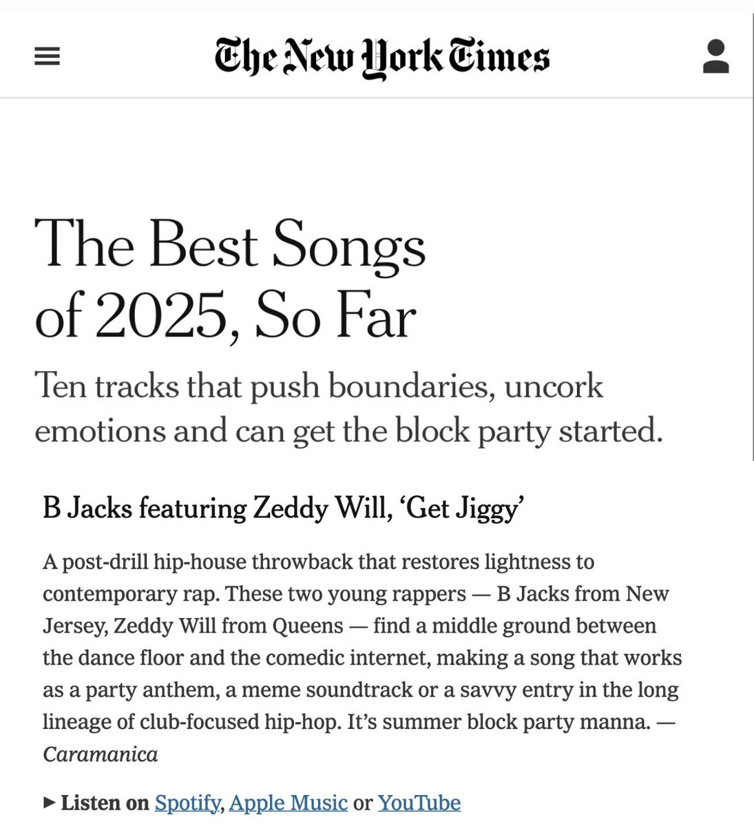 THANK U <a href="/nytimes/">The New York Times</a> BEST SONGS OF 2025 , <a href="/joncaramanica/">Jon Caramanica</a> A GOAT 

NO GUEST LIST THE ALBUM THIS MONTH