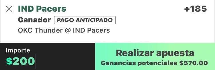 Si hoy los Pacers dan la sorpresa, voy a regalar las ganancias de esta apuesta entre los que den RT a este tuit. 

Es decir $370 pesitos de regalo ✅🔥🤑🙌

¿Creen que se arme?