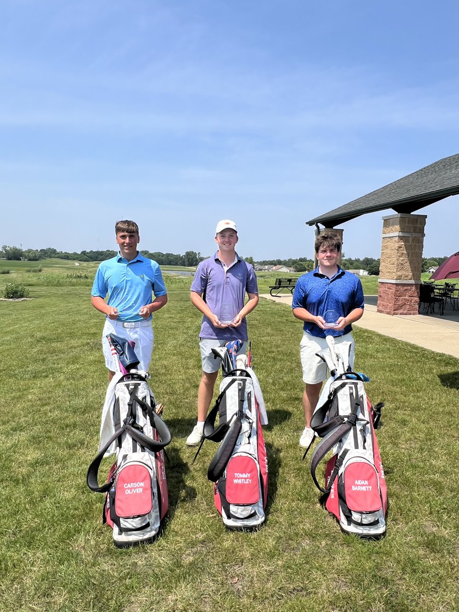 MTZBGolf's tweet photo. What an impressive showing by Mt. Zion Golfers Carson Oliver, Tommy Whitley, and Aidan Barnett in the Jr Optimist qualifier at Red Tail Run! 

Oliver: 75-67: 142
Whitley: 71-72:143
Barnett: 73-72: 145

All 3 qualified for the International tournament down in Florida next month https://t.co/m5MC1Mv0L5