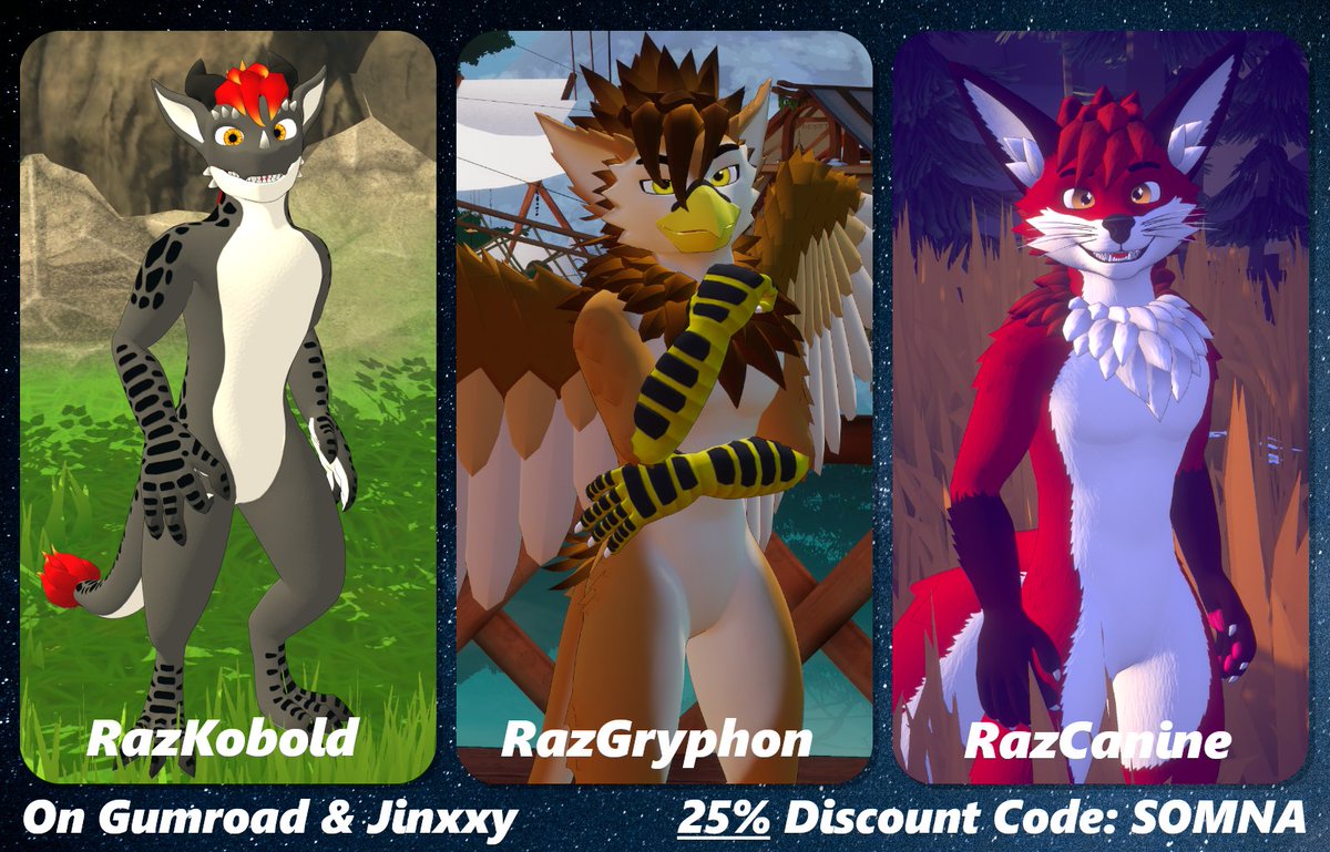 The Discount Code: "SOMNA" is effective until this Friday 13 of June. This is your last chance to get your hands on any of my avatar bases for 25% off!