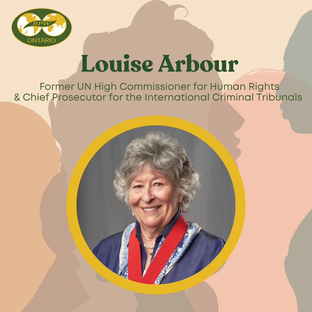 💛💚 #WomenWednesday! Spotlight on #LouiseArbour! Former UN Human Rights Commissioner &amp; Chief Prosecutor for Int'l Criminal Tribunals. She blazed trails in justice &amp; human dignity -- an example of our lead &amp; advocate pillars! Link in bio for more info🔗

#BPW #Ontario #Women