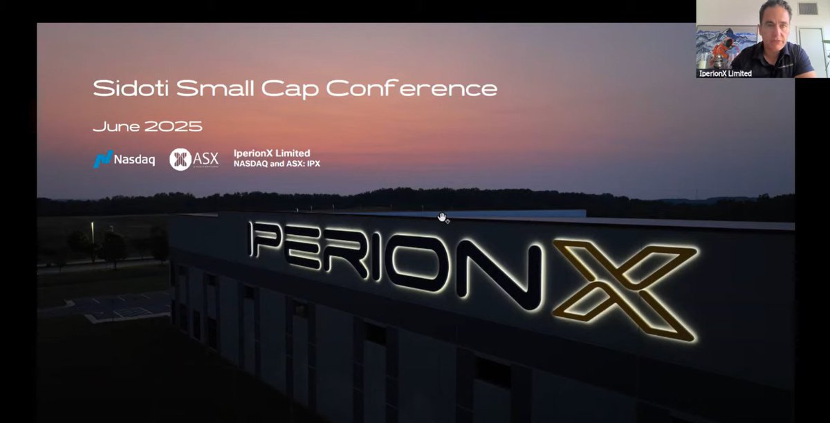 IperionX MD &amp; CEO Anastasios Arima recently presented at the <a href="/SidotiResearch/">Sidoti & Company, LLC</a> Small-Cap Virtual Conference, outlining key developments at IperionX's titanium manufacturing operations in Virginia, on the back of the recent US$99 million US DoD SBIR contract.  

$IPX $IPX.AX