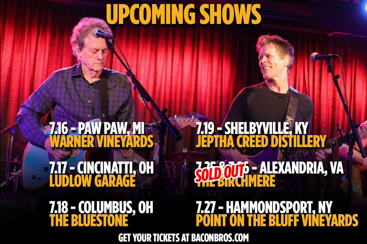 Here’s where you can catch us this July. Pick your show and we’ll see you there!

🎟️: baconbros.com/#tour