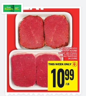 FoodProfessor's tweet image. Two eye of round deals this week. 

LEFT: $10.99/lb, CANADIAN, trimmed, better marbled.

RIGHT: $4.99/lb, AUSTRALIAN, whole. 

Same cut? Yes. 

Same quality? Not quite. You're paying for prep, marbling, and origin. But Australian beef is cheaper. 

#CdnAg #MeatMath #FoodEconomics