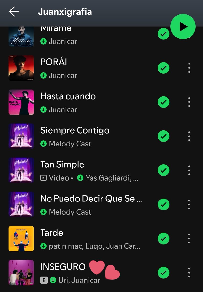 Es de mi agrado informarles que Juani ya subió "INSEGURO" a su playlist y hasta la renovó 🥳
