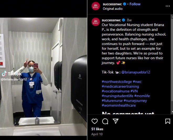 Libs of TikTok (@libsoftiktok) on Twitter photo Hi <a href="/North_West/">North-West College</a>!
If you’re “not affiliated” with this nurse then why did you post about her on your own instagram account and write that she’s a nursing student in your facility??
Oops Hi <a href="/North_West/">North-West College</a>!
If you’re “not affiliated” with this nurse then why did you post about her on your own instagram account and write that she’s a nursing student in your facility??
Oops