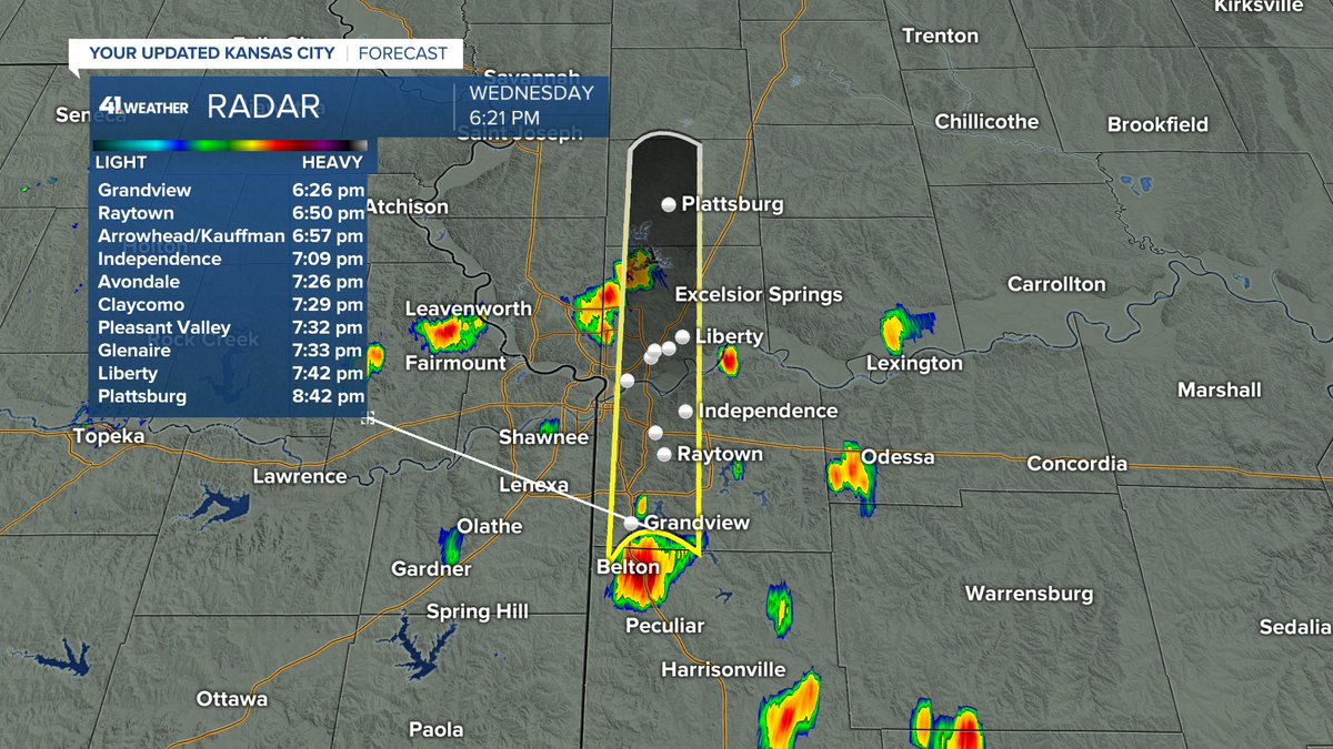 Jeff Penner (@jeffpennerkshb) on Twitter photo There is a heavy downpour around Belton, MO. If it holds together, it would affect the "K" around 7 PM. It would bring a 10-15 minute downpour. So, a dely might occur, but no rain outs. After 8-10 PM all of these will fall apart. <a href="/KSHB41/">KSHB 41 News</a> There is a heavy downpour around Belton, MO. If it holds together, it would affect the "K" around 7 PM. It would bring a 10-15 minute downpour. So, a dely might occur, but no rain outs. After 8-10 PM all of these will fall apart. <a href="/KSHB41/">KSHB 41 News</a>