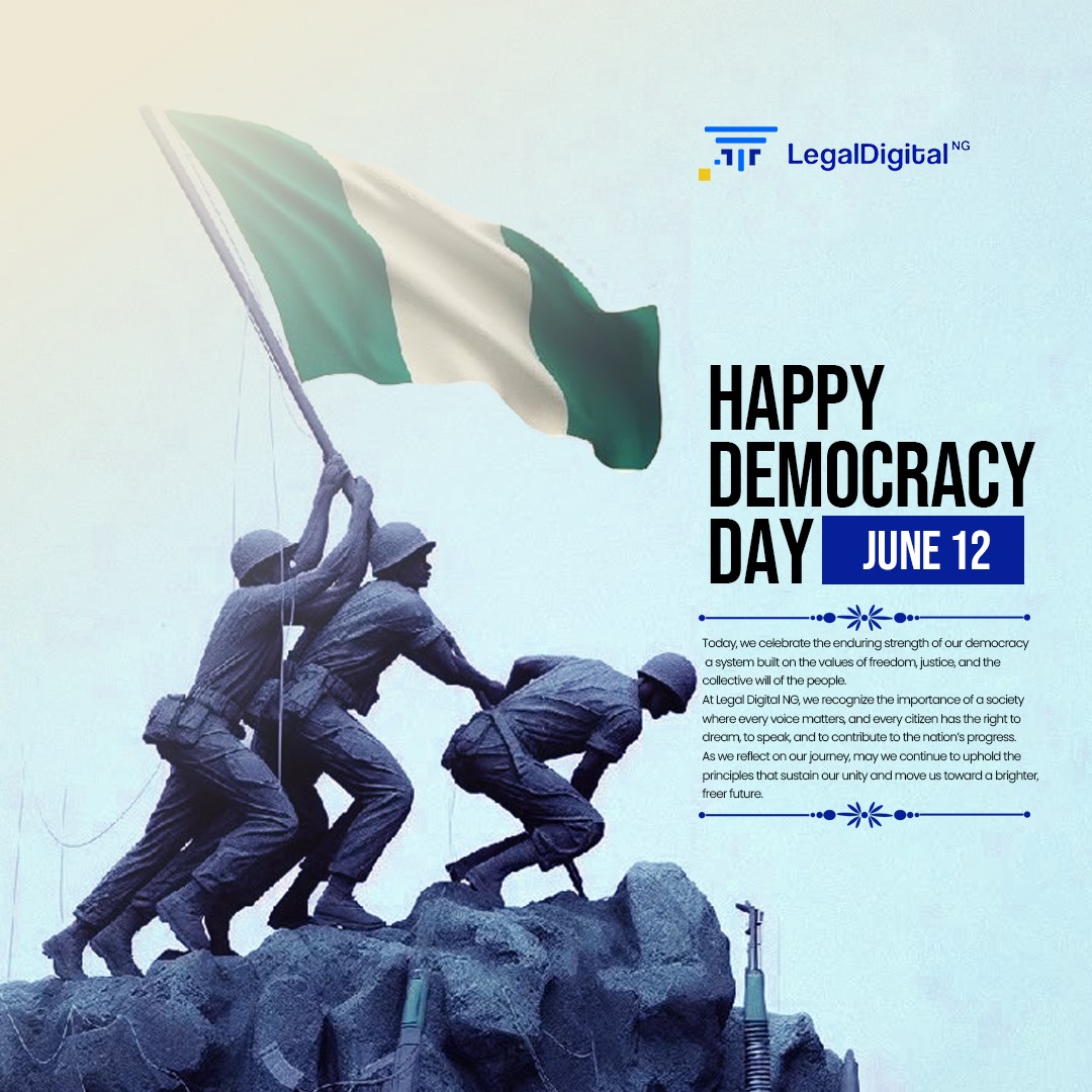 LegalDigitalNG1's tweet photo. Celebrating 25 Years of Democracy in Nigeria🇳🇬🇳🇬

Democracy is not perfect, but it gives us a voice, a choice, and the power to shape our future.

Freedom must be defended. Democracy must be sustained.

#DemocracyDay #June12 #25YearsOfDemocracy #NigeriaDecides #Democracy https://t.co/xXZo8IIDgk