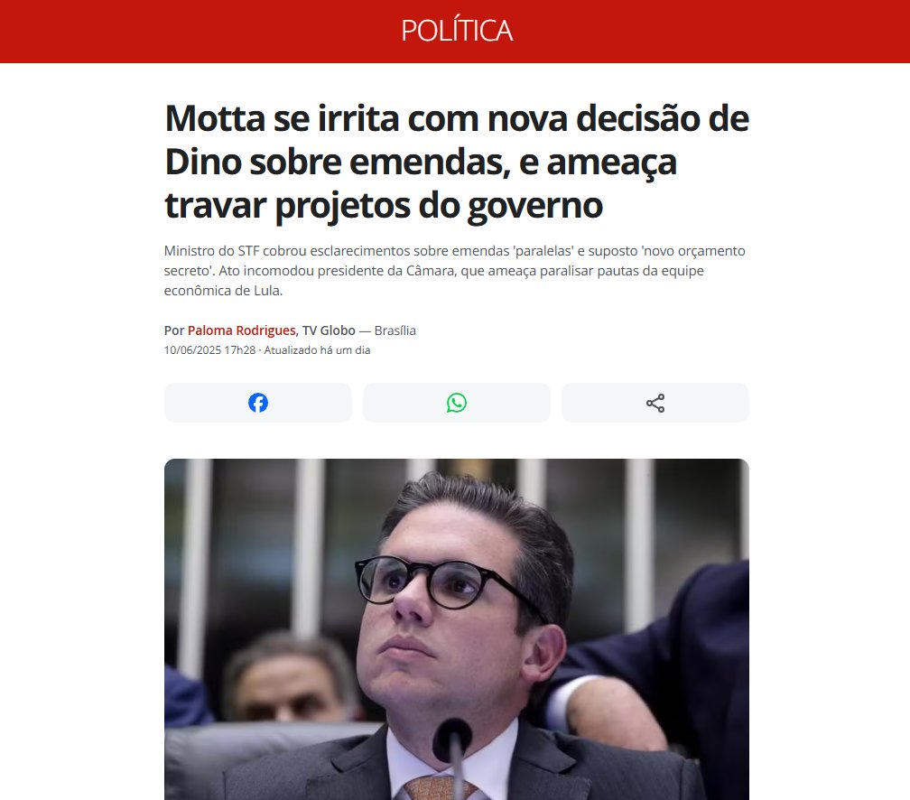 Eli Vieira (@elivieirajr) on Twitter photo O <a href="/HugoMottaPB/">Hugo Motta</a> sabe que Flávio Dino não é um ministro do STF, é um membro do governo Lula. Por isso que para responder a uma decisão judicial do Dino ele precisa dar nos dedos do RESTO do governo.
Ministro do STF tem Ministério Paralelo no Executivo. O <a href="/HugoMottaPB/">Hugo Motta</a> sabe que Flávio Dino não é um ministro do STF, é um membro do governo Lula. Por isso que para responder a uma decisão judicial do Dino ele precisa dar nos dedos do RESTO do governo.
Ministro do STF tem Ministério Paralelo no Executivo.