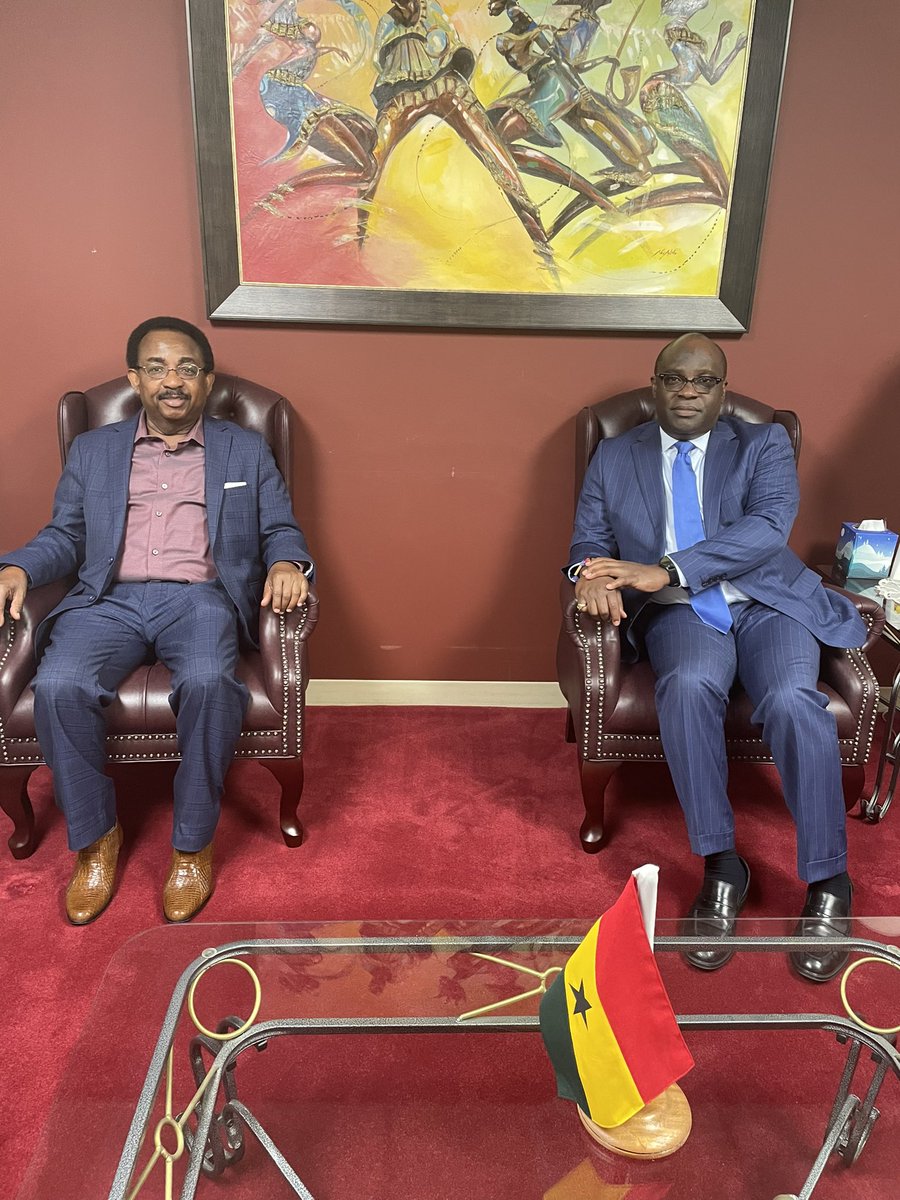 Accompanied by Prof. Victor Essien, Ms. Eunice Adjoa Yeboah Adu, a student of the Nyansapo University College of Accra, who is on a study tour of the UN this week called on me this evening. We had an engaging conversation on the the pressing international challenges of the time.