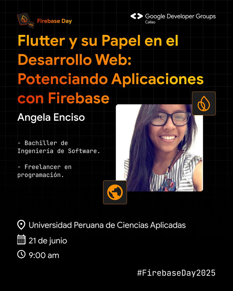 GDG_Callao's tweet photo. ¡Firebase Day 2025! 🚀
@AngelaIrkaEC nos hablará de cómo @Flutter y @Firebase impulsan el desarrollo web.
¡No te lo pierdas!
📅21.06
📍 @UPCedu - San Isidro
🔗https://t.co/8x7gt8c823
#FirebaseDay #FirebaseDay2025 #DesarrolloWeb #Firebase #Flutter #GDGCallao #Tech #Dev https://t.co/bsf95Ua1Av