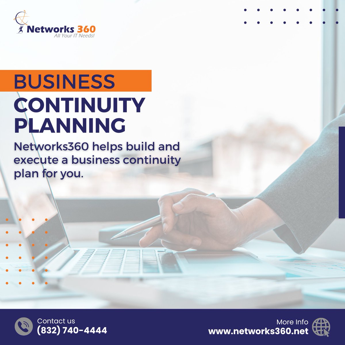 🛡️ 𝗜𝘀 𝗬𝗼𝘂𝗿 𝗕𝘂𝘀𝗶𝗻𝗲𝘀𝘀 𝗣𝗿𝗲𝗽𝗮𝗿𝗲𝗱 𝗳𝗼𝗿 𝘁𝗵𝗲 𝗨𝗻𝗲𝘅𝗽𝗲𝗰𝘁𝗲𝗱?

Contact us to get started.
📧 info@networks360.net
🌐 networks360.net
📱  (832) 740-4444

#BusinessContinuity #DisasterRecovery #ITStrategy #Networks360 #DataProtection #UptimeMatters