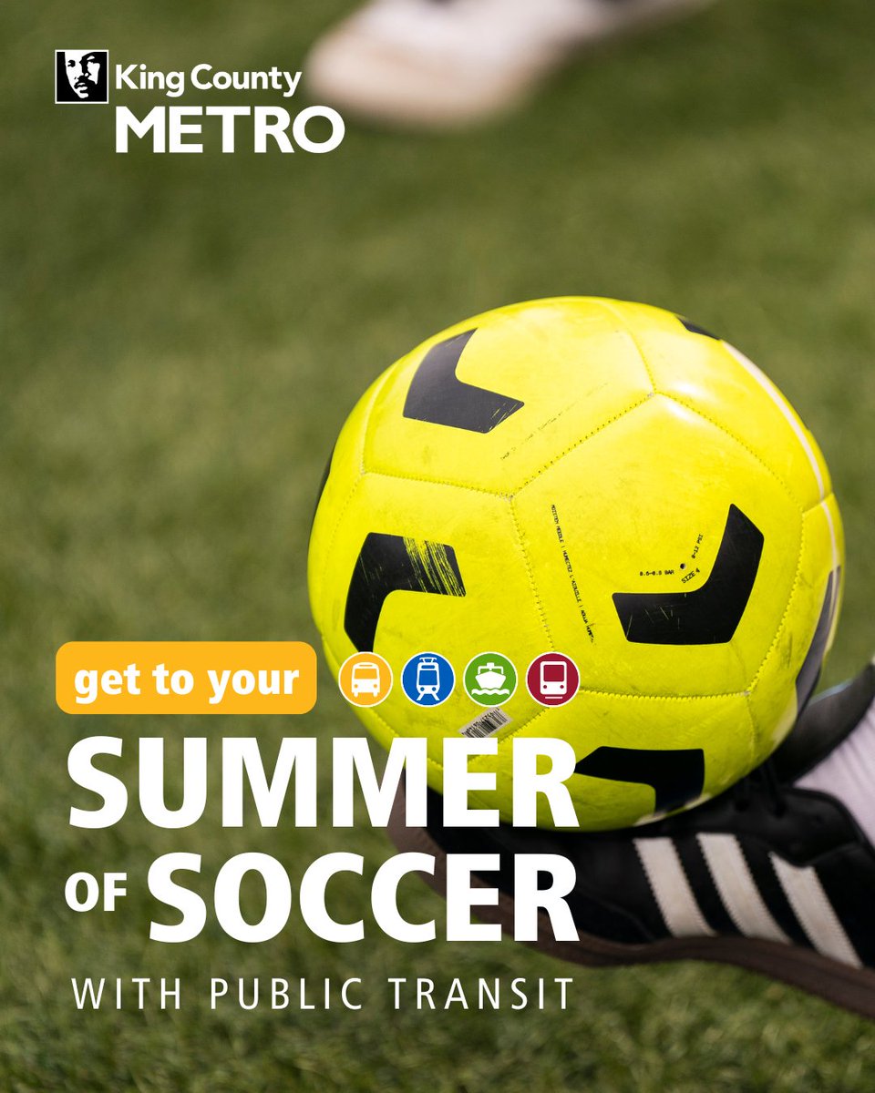 Ready for a summer of soccer? Ride transit to the FIFA Men’s Club World Cup. Sounders FC will be joined by teams from six countries on the Lumen Field pitch!

Don’t get caught offside, map out your route at
kingcounty.gov/metro/TripPlan…