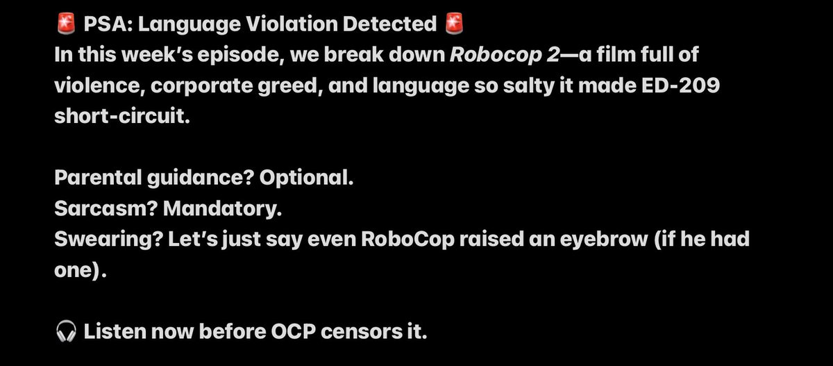 bonsai_crew's tweet photo. #thebonsaimoviecrew #new #love #moviereview #podcast
#Robocop2 #PodcastPSA #LanguageAlert #Directive4Violated #MoviePodcast #WeServeThePublicTrust https://t.co/wxxulgKY1Y