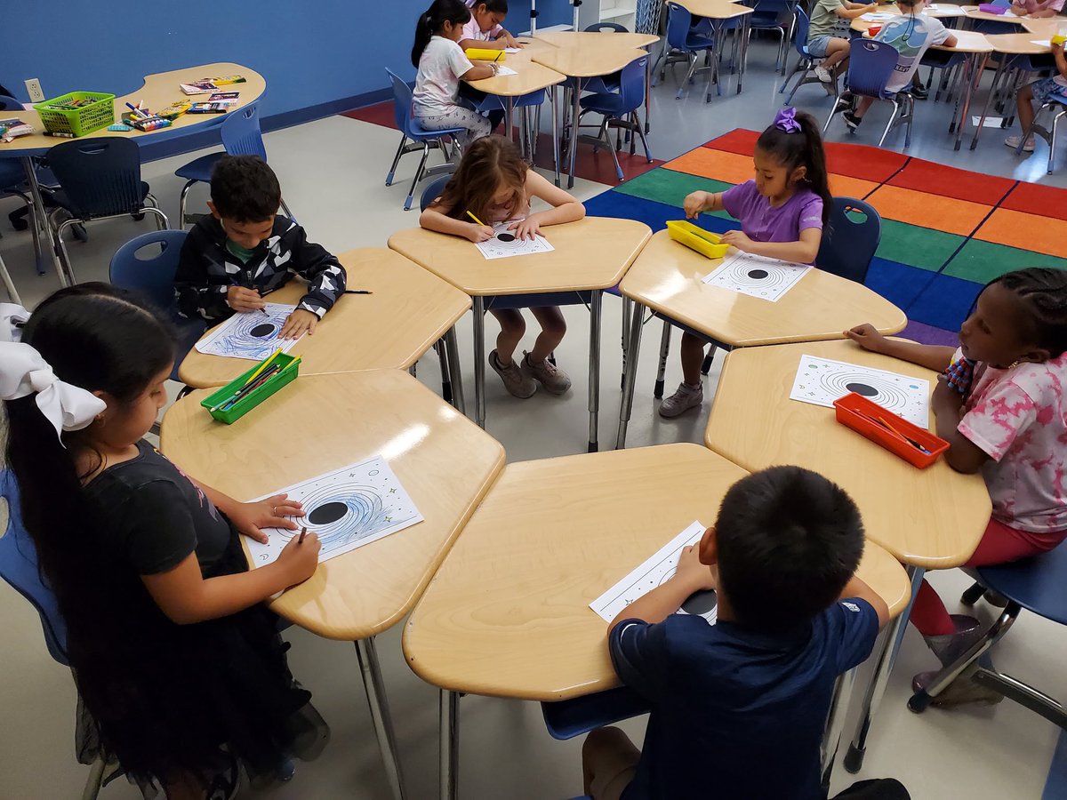 CastleberryElem's tweet image. Today in Outer Space club, Ss explored how gravity works using a hands on simulation. They learned that a black hole has strong gravity that pulls things in by bending space around it. Then, they drew what they thought a black hole would pull in.  #CastleberryISD #CEFamily #JJA