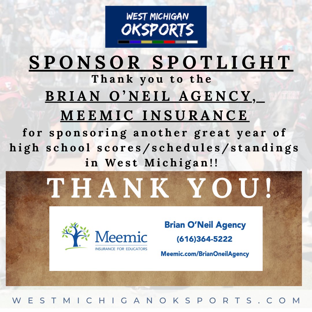 Don Patten (@westmichspartan) on Twitter photo We couldn't do this without our great sponsors!!
Thank you to Brian O'Neil & MEEMIC for their support of westmichiganoksports.com !!
<a href="/PowerStrengthTS/">PowerStrength Training Systems</a> <a href="/jhutt5/">Jason Hutton</a> <a href="/Hugeshow/">HUGE</a> <a href="/MHSAA/">MHSAA</a>
<a href="/BakitaWOODRadio/">Bret Bakita</a> <a href="/MLiveSports/">MLive Sports</a> <a href="/jackdoles/">Jack Doles</a>
<a href="/thesportsprojec/">Steven Project, MBA</a> <a href="/lenny_padilla/">Lenny Padilla</a> <a href="/Patrick_Nothaft/">Patrick Nothaft</a> <a href="/Meemic/">Meemic</a> We couldn't do this without our great sponsors!!
Thank you to Brian O'Neil & MEEMIC for their support of westmichiganoksports.com !!
<a href="/PowerStrengthTS/">PowerStrength Training Systems</a> <a href="/jhutt5/">Jason Hutton</a> <a href="/Hugeshow/">HUGE</a> <a href="/MHSAA/">MHSAA</a>
<a href="/BakitaWOODRadio/">Bret Bakita</a> <a href="/MLiveSports/">MLive Sports</a> <a href="/jackdoles/">Jack Doles</a>
<a href="/thesportsprojec/">Steven Project, MBA</a> <a href="/lenny_padilla/">Lenny Padilla</a> <a href="/Patrick_Nothaft/">Patrick Nothaft</a> <a href="/Meemic/">Meemic</a>