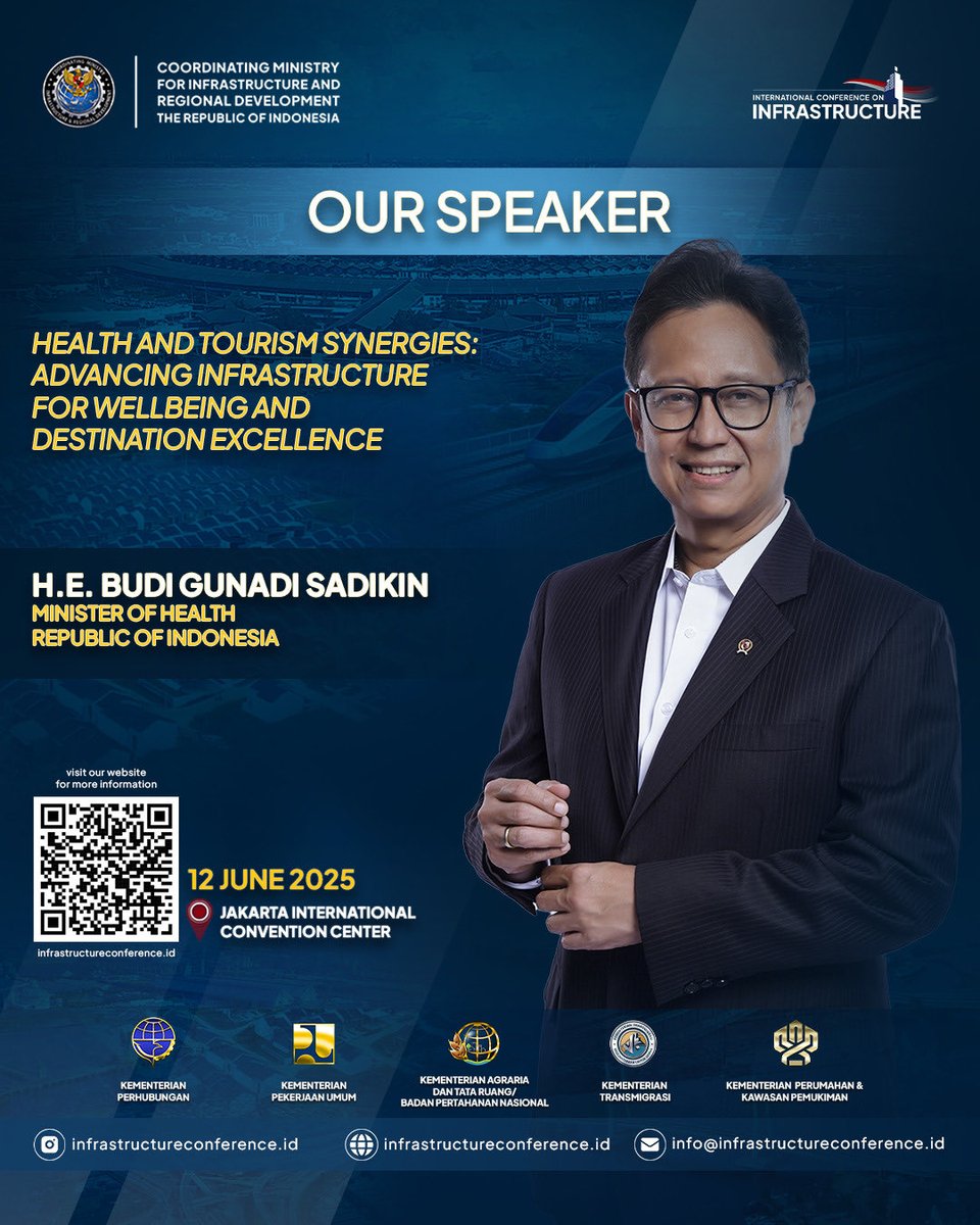 Menteri Kesehatan Republik Indonesia, Ir. Budi Gunadi Sadikin, CHFC, CLU, akan hadir sebagai Pembicara dalam International Conference on Infrastructure (ICI 2025).

Dalam konferensi ini, Menteri Budi Gunadi Sadikin akan menyampaikan pentingnya penguatan infrastruktur kesehatan