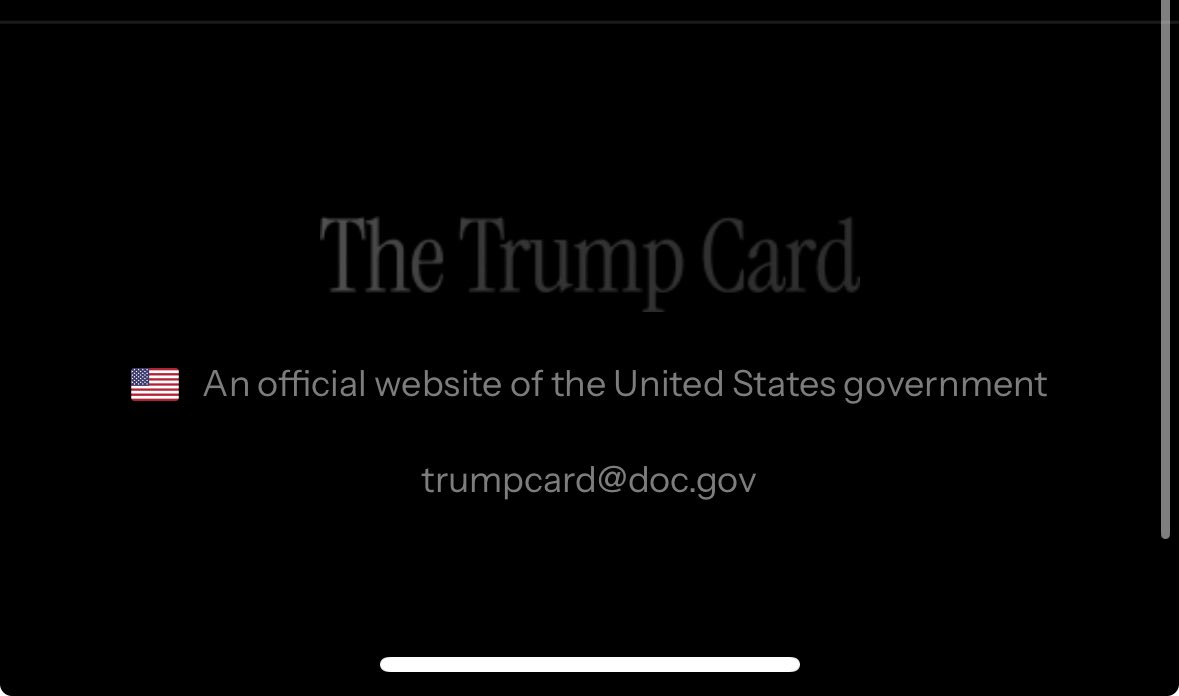 This is — and I cannot stress this enough — a real government website right now.

It is hosted on the Department of Commerce website. The Department of Commerce has no immigration functions whatsoever that I am aware of.

No, the President cannot sell green cards. Period.