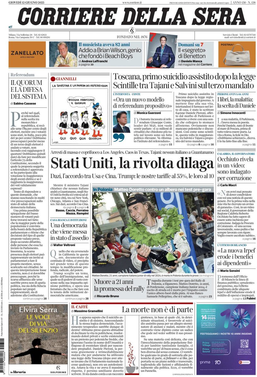 Italie. Premier suicide assisté en Toscane le 17 mai à 16h47 : un homme "a pu choisir avec lucidité et sérénité de mettre fin à ses jours". #FindeVie #aideamourir