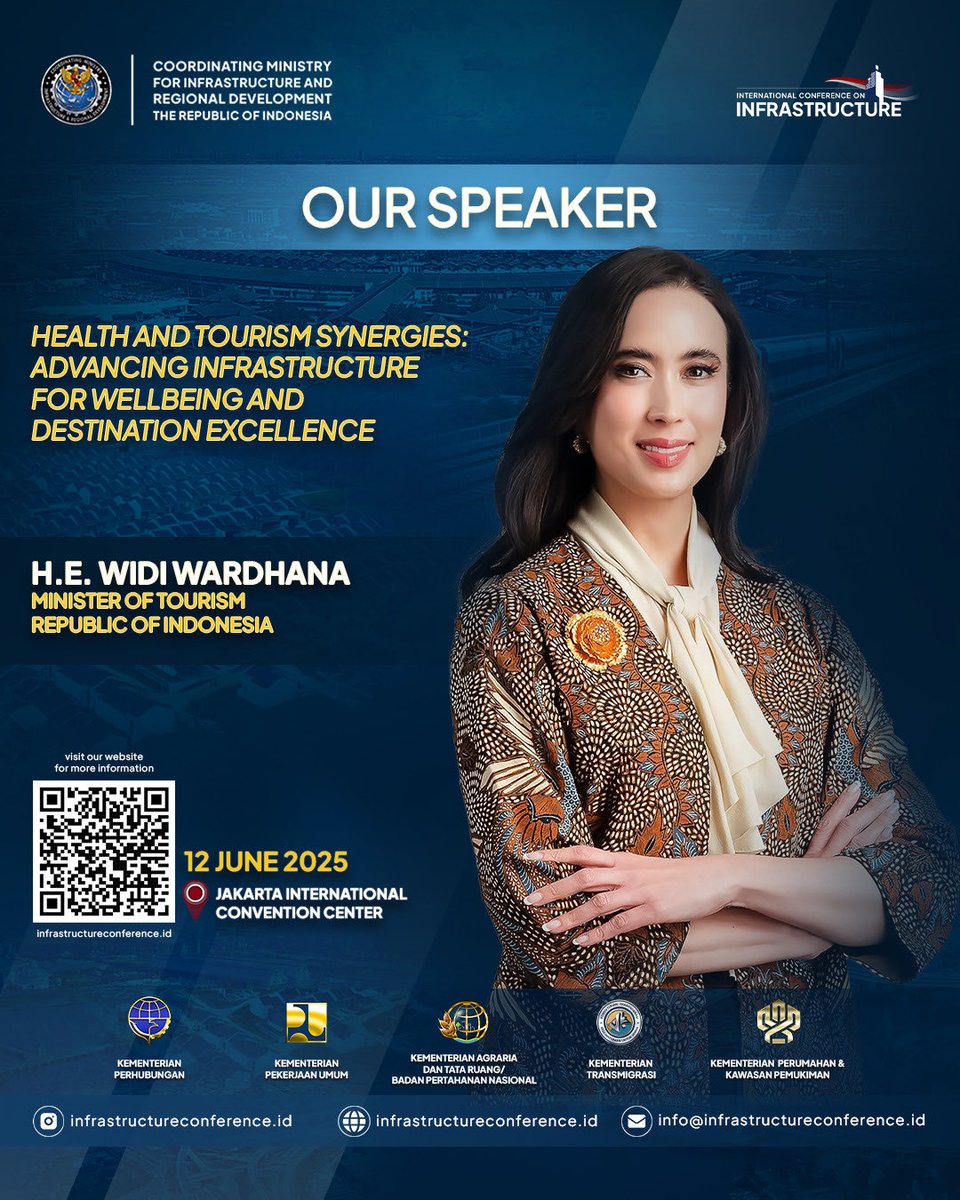 Menteri Pariwisata Republik Indonesia, Widiyanti Putri Wardhana, S.S., akan hadir sebagai Pembicara dalam International Conference on Infrastructure (ICI) 2025.

Menteri Widi Wardhana akan memaparkan bagaimana pembangunan infrastruktur yang terintegrasi dan berkelanjutan