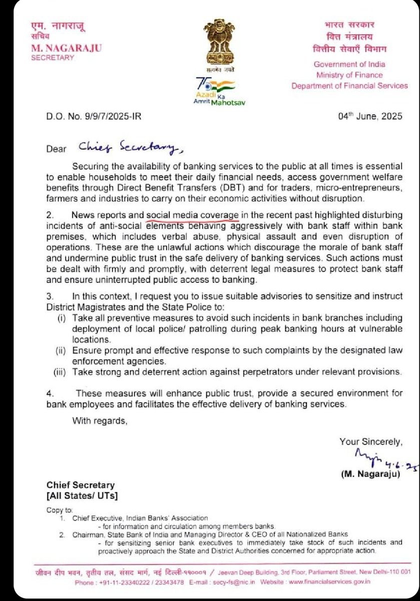 Ŕural Ɓanker (@1nonlykj) on Twitter photo The irony!
On the very day <a href="/FinMinIndia/">Ministry of Finance</a> issued this advisory to protect bankers, goons in Maharashtra slapped an <a href="/TheOfficialSBI/">State Bank of India</a> employee — and till date, no action from <a href="/CMOMaharashtra/">CMO Maharashtra</a>
Is this how we ensure #BankersProtection?
#BankersProtectionAct #BankSafety
<a href="/Bankers_We/">WeBankersOfficial®</a> The irony!
On the very day <a href="/FinMinIndia/">Ministry of Finance</a> issued this advisory to protect bankers, goons in Maharashtra slapped an <a href="/TheOfficialSBI/">State Bank of India</a> employee — and till date, no action from <a href="/CMOMaharashtra/">CMO Maharashtra</a>
Is this how we ensure #BankersProtection?
#BankersProtectionAct #BankSafety
<a href="/Bankers_We/">WeBankersOfficial®</a>