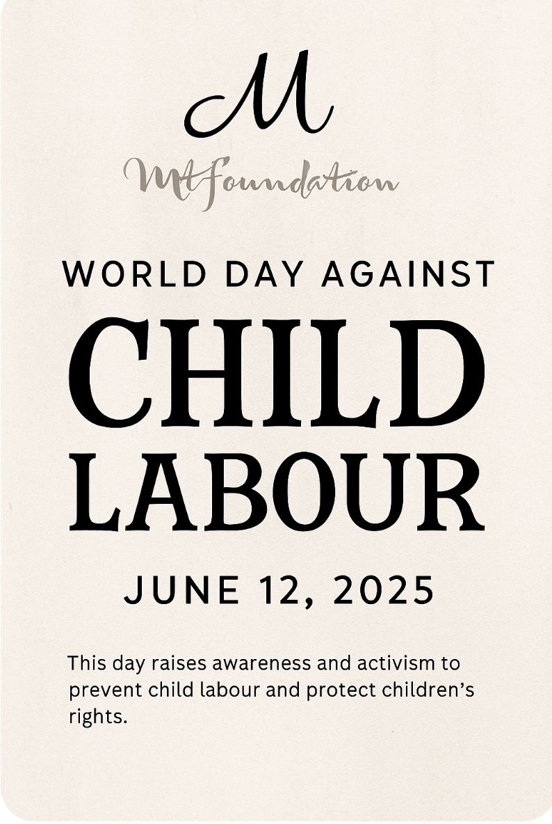 MT Foundation (@mtfoundation2) on Twitter photo 🛑 Say No to Child Labour 🛑
Today, on World Day Against Child Labour, the MT Foundation joins the world in raising awareness to protect children’s rights. #childlabour <a href="/deptoflabour/">Department of Employment and Labour</a> <a href="/ilo/">International Labour Organization</a> <a href="/ScottishLabour/">Scottish Labour</a> <a href="/SavetheChildren/">Save the Children US</a> <a href="/UPChildLaw/">Centre for Child Law</a> <a href="/mt_masego/">masego tshabalala</a> 🛑 Say No to Child Labour 🛑
Today, on World Day Against Child Labour, the MT Foundation joins the world in raising awareness to protect children’s rights. #childlabour <a href="/deptoflabour/">Department of Employment and Labour</a> <a href="/ilo/">International Labour Organization</a> <a href="/ScottishLabour/">Scottish Labour</a> <a href="/SavetheChildren/">Save the Children US</a> <a href="/UPChildLaw/">Centre for Child Law</a> <a href="/mt_masego/">masego tshabalala</a>