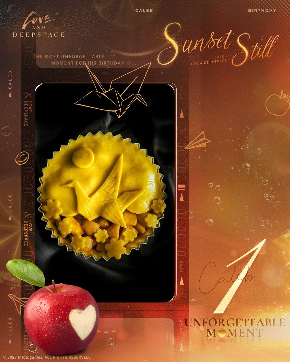 Reynachuu's tweet photo. @Love_Deepspace 🍎 Apple Pie for Caleb 🥧 

More than just dessert, the warm scent and handmade care made it a heartfelt gesture of love and comfort. Every slice whispered, “I want to make you feel at home.”🫶🏻 #SunsetStill https://t.co/yNrmaDtA6a