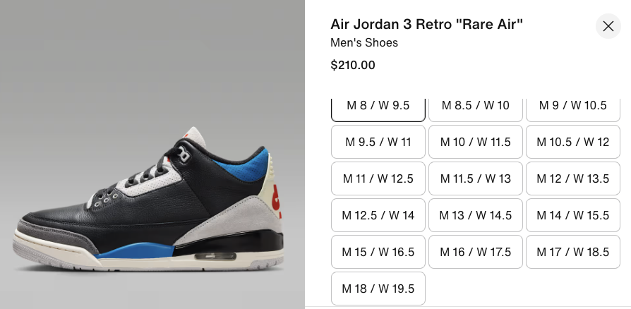 SOLELINKS's tweet photo. Ad: All sizes available on Nike US
Air Jordan 3 Retro ‘Rare Air’
=> https://t.co/kaZE585rUC

*add any sizes and edit in cart https://t.co/mGPLu4YzSh