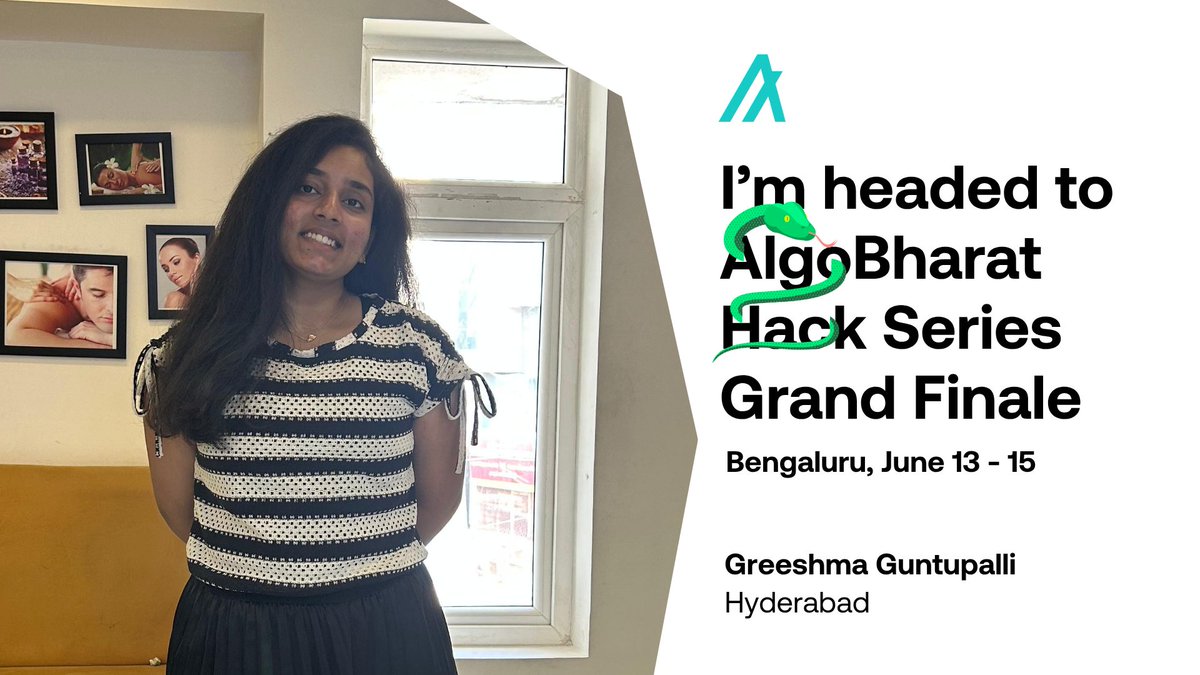 GreeshmaGu1242's tweet image. I’m excited to share that I’ve been selected for the AlgoBharat Hack Series Grand Finale, happening at Zo House, Koramangala, Bengaluru from June 13–15! 🚀
