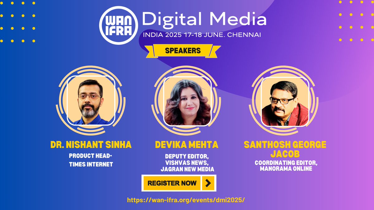 The countdown has begun for #DMI2025, South Asia’s most influential summit for digital news professionals! Join us in Chennai on 17-18 June for hands-on masterclasses, expert-led sessions, and actionable AI strategies.

Register: bit.ly/4mh1y7d