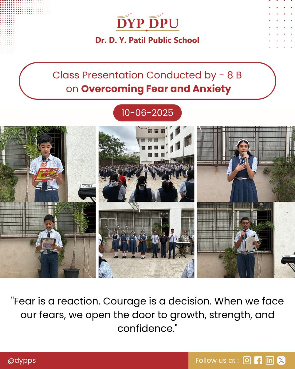 Fear is something we all feel—but it doesn’t have to control us. 💭✨ Today, the brave students of Class 8 B took a powerful step forward by presenting on ‘Overcoming Fear and Anxiety.