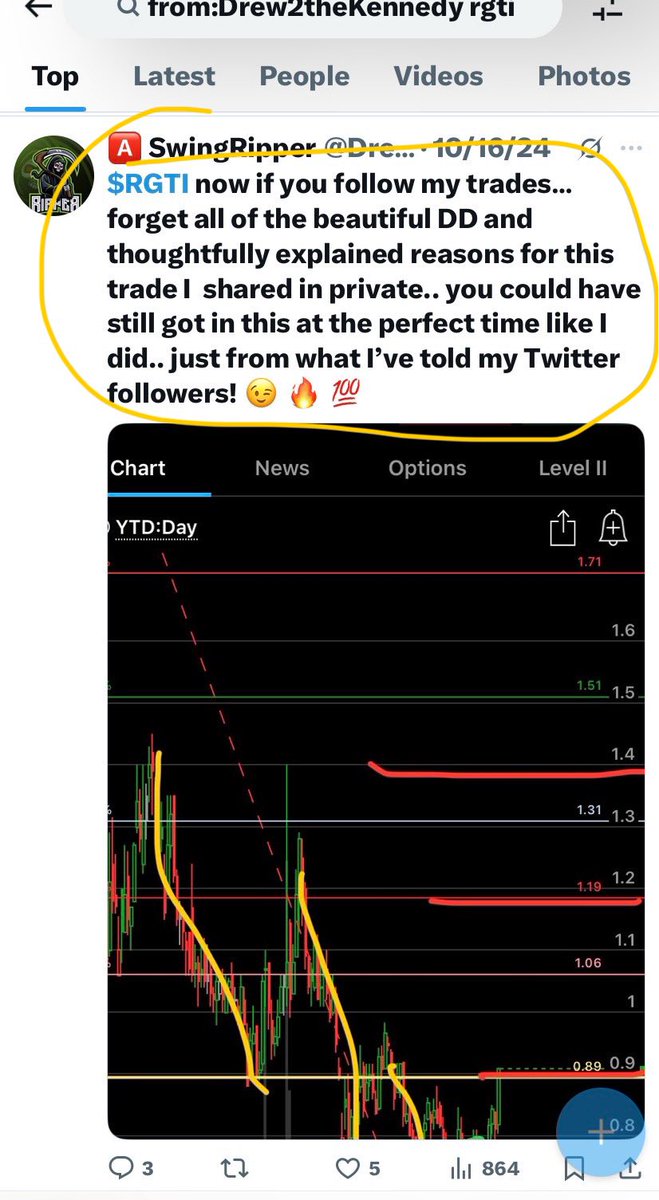 Drew2theKennedy's tweet photo. Someone on here told me my plays r lucky 🤦‍♂️ bruh.. I am the #SwingRipper I tweeted exactly what would happen with $ASTS right before it did. Newsflash $RGTI same thing… the funny thing is… both are still going to go way higher. 🤫  I’m just the 🐐 and no one knows it! #StJudes https://t.co/2yS1IZ9Zz1