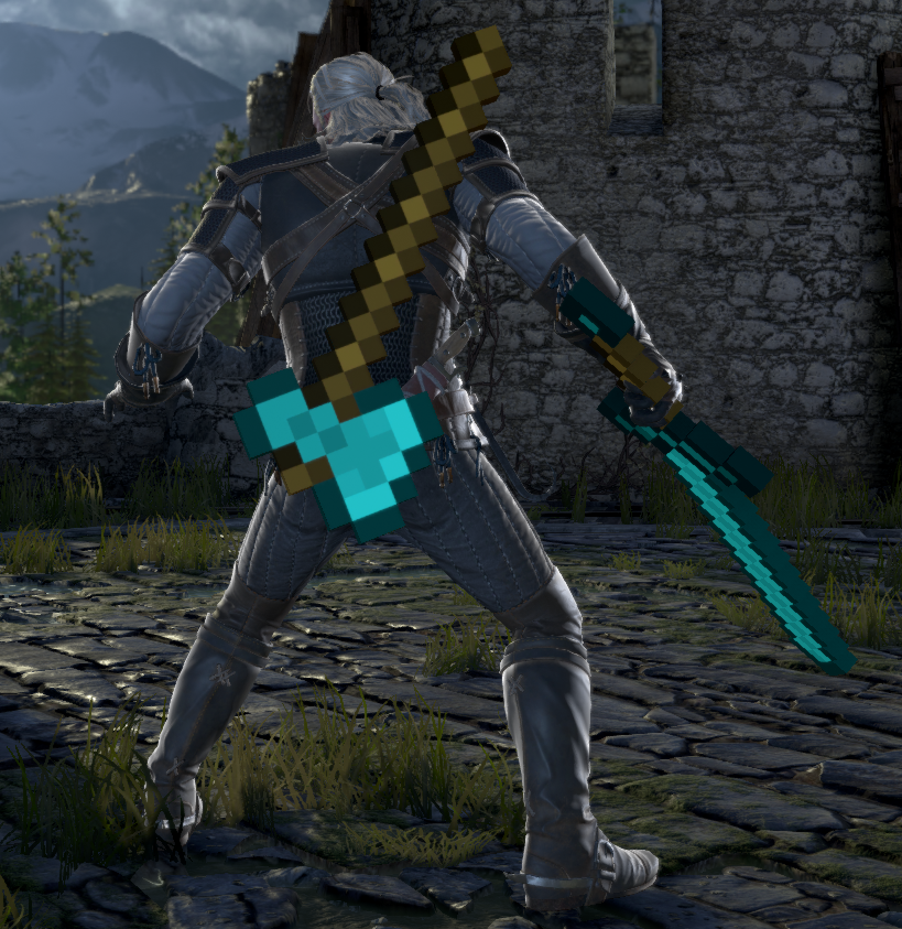 SiloZen's tweet photo. Geralt now gets his Minecraft Weapons!

https://t.co/UhTg4vdtrL https://t.co/nrEg8cdwls