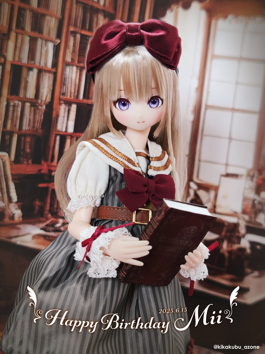 kikakubu_azone's tweet photo. 【#ルミナスストリート】
本日6月15日は「黒須みい」ちゃんのお誕生日です!🎂🎉
ボルドーのリボンが目を引くセーラーワンピにお着替えしてもらいました✨みいちゃんの可愛らしさが引き立つコーデですね😊
みいちゃんお誕生日おめでとう!!🎉byまー
#azone #アゾン #MiiBirthday https://t.co/UnrQhni8AY