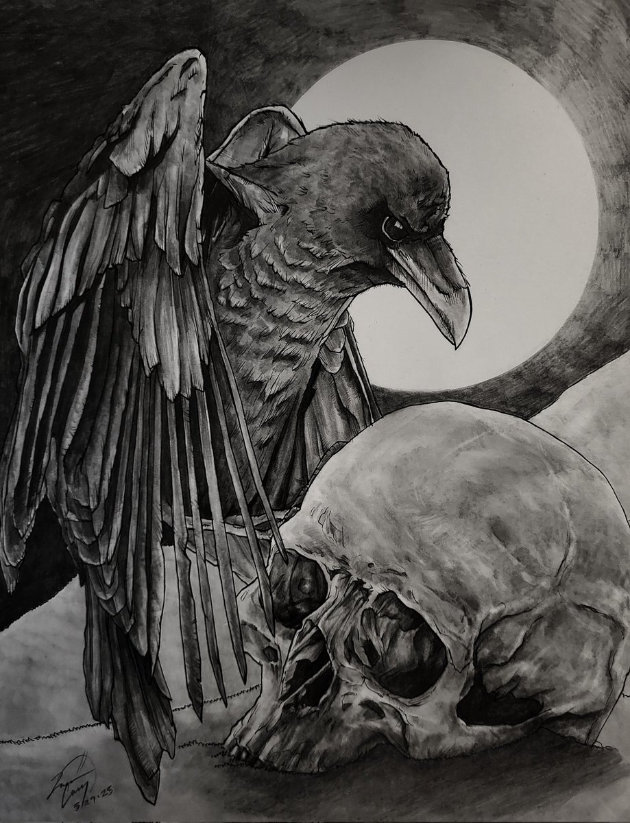 Rest in the Sand- ink with graphite, on 11x14 inch bristol board paper (SOLD)
#raven #skull #art #ArtistOnTwitter #jasoncaseyart