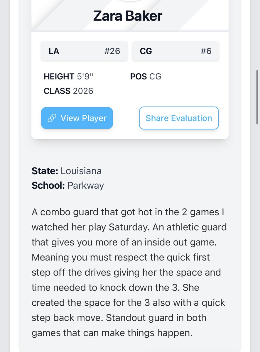 Zara Baker ( Z ) (@zbaby2026) on Twitter photo Thank you for the opportunity & recognition💖<a href="/coachjvick1/">Coachjvick (new)</a> <a href="/PGHCircuit/">Prep Girls Hoops Circuit 🏀</a> <a href="/PGHLouisiana/">Prep Girls Hoops Louisiana</a> <a href="/PGHTexas/">Prep Girls Hoops Texas</a> <a href="/SouthernEliteGB/">Southern Elite ‘26</a> <a href="/ParkwayWbb/">Parkway WBB</a> Thank you for the opportunity & recognition💖<a href="/coachjvick1/">Coachjvick (new)</a> <a href="/PGHCircuit/">Prep Girls Hoops Circuit 🏀</a> <a href="/PGHLouisiana/">Prep Girls Hoops Louisiana</a> <a href="/PGHTexas/">Prep Girls Hoops Texas</a> <a href="/SouthernEliteGB/">Southern Elite ‘26</a> <a href="/ParkwayWbb/">Parkway WBB</a>