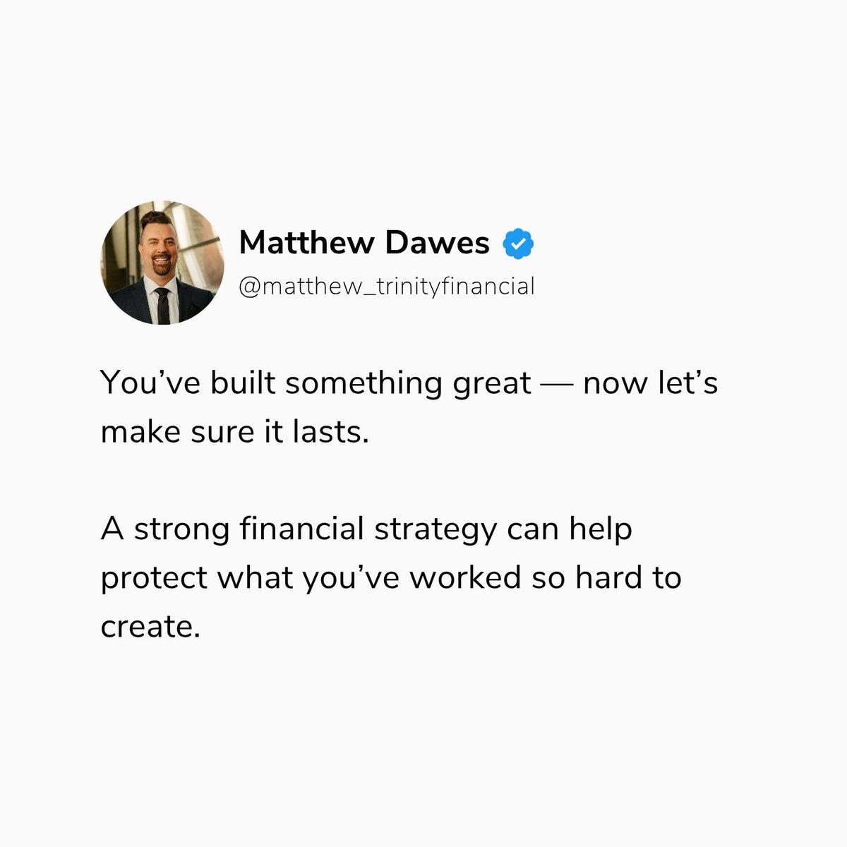MatthewDaw1993's tweet photo. You’ve built something great — now let’s make sure it lasts.

A strong financial strategy can help protect what you’ve worked so hard to create.

Reach out today to learn more > https://t.co/yh8QHZgiN3

#finance #insurance #wealth #health #life #princegeorge #bc #northernbc https://t.co/YpsyDimEjk