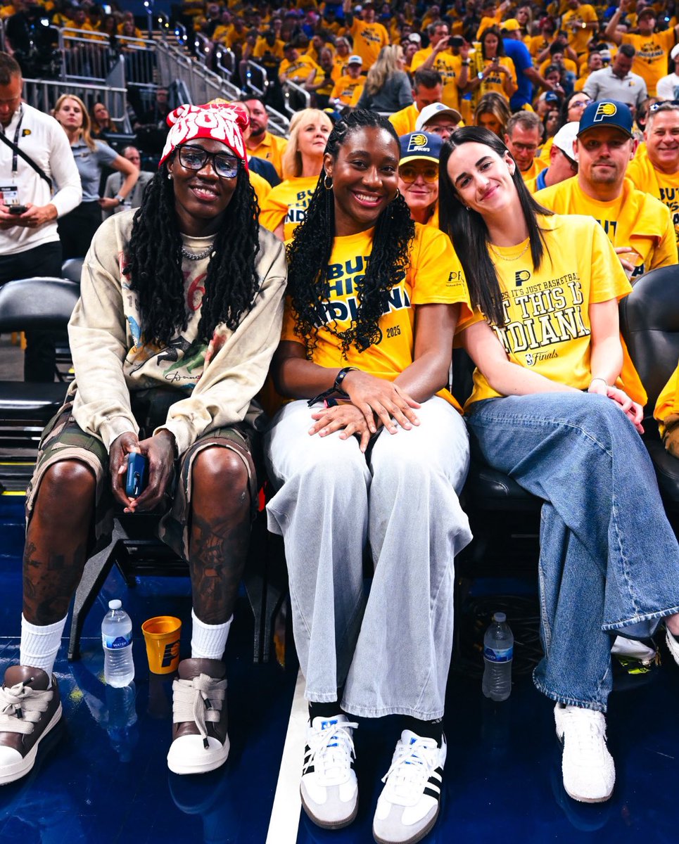 caitlin clark and the gals at the pacers game supporting them in the nba finals !

📸: <a href="/IndianaFever/">Indiana Fever</a>