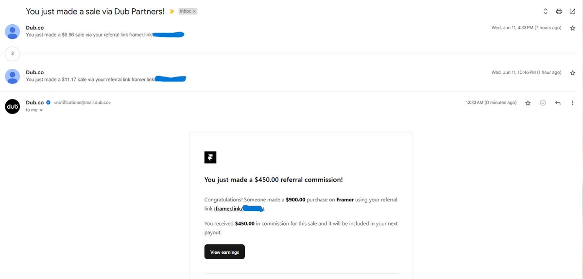 I just got my biggest <a href="/framer/">Framer</a> affiliate sale yet 🤯

Thanks <a href="/framer/">Framer</a> &amp; <a href="/dubdotco/">Dub.co</a> ❤️

Consider this your green light to start. 🙃