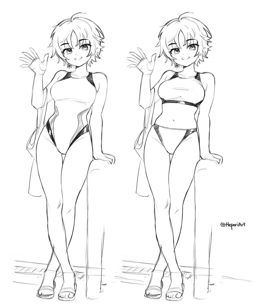 Swimsuit Roughs for a Vtuber ⭐🍺🏊‍♀️ 