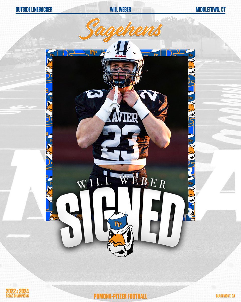 Welcome Will Weber from Xavier High School as a Pomona-Pitzer Sagehen! Will is an Outside Linebacker and will be attending Pomona College! 

#gosagehens #sagehenfb