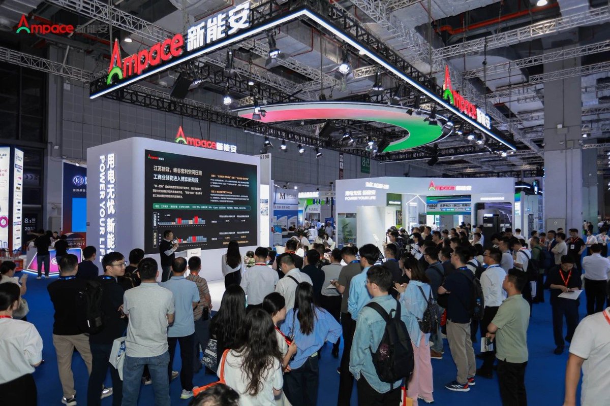 AmpaceOfficial's tweet photo. 🌍 Day 1 at SNEC 2025! Ampace unveiled our "Anxin" solution and key products at booth 8.1H-E390. Our tech ensures "long life, high safety, and strong returns" for energy storage. 🚀

#EnergyStorage #SNEC2025 #Innovation #CleanEnergy #Ampace https://t.co/3W4eYfZ4KR