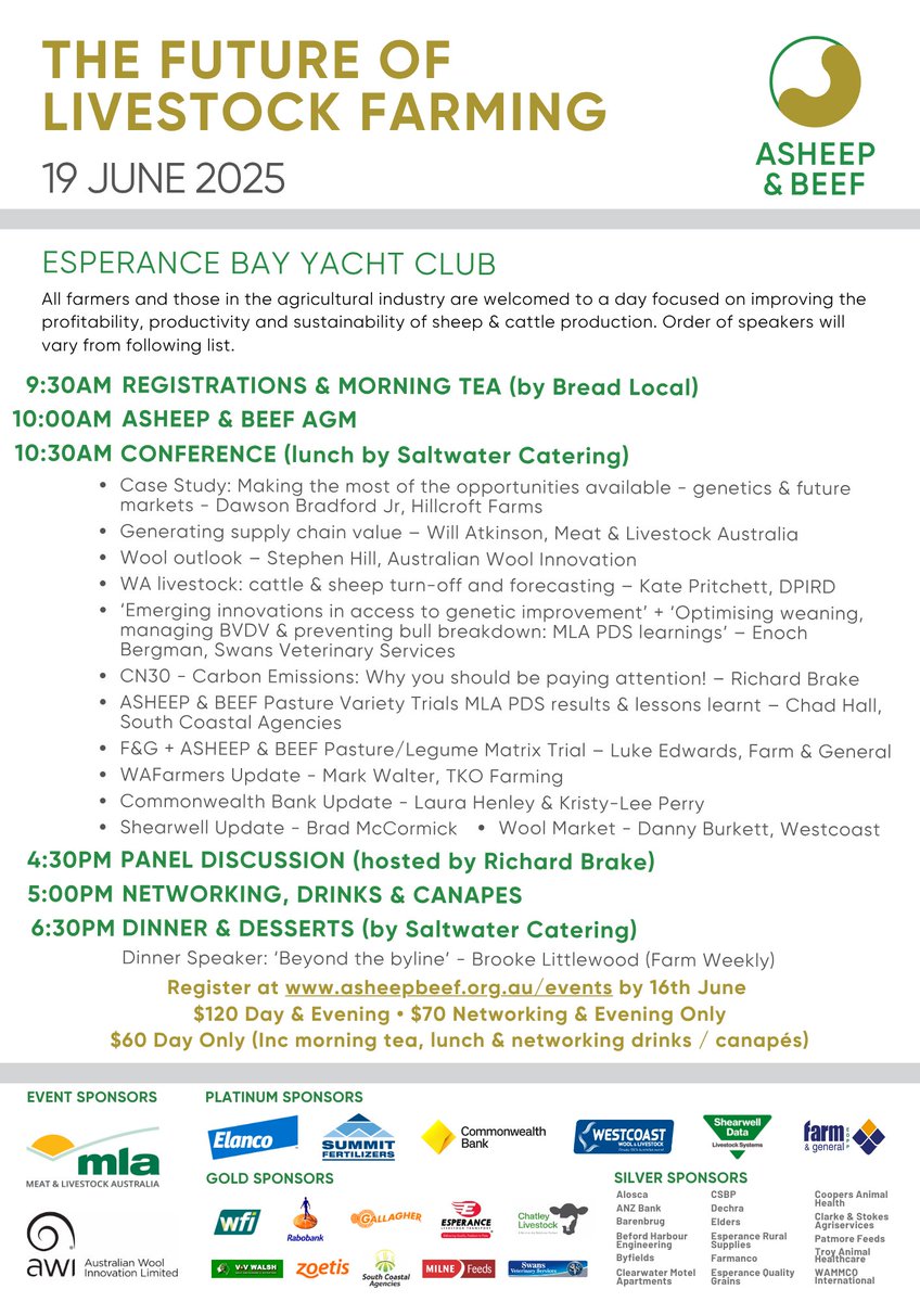 Farm &amp; General and ASHEEP &amp; BEEF have teamed up with a pasture / legume matrix trial hosted by Sullivans in Gibson. Luke Edwards (F&amp;G) is sharing details at our conference on 19/6. Trigonella, Diamanti bladder clover, RM4, more. 
Register by Monday at asheepbeef.org.au/events