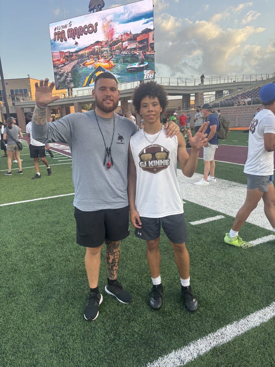 Isaiah Regge (@zay2tuff_1) on Twitter photo #AGTG After a great camp and conversation with <a href="/CoachMart1nez/">Coach Randy Martinez</a> and <a href="/TrustMyEyesO/">⭕️FFERTUNITY</a> I’m and extremely blessed and humbled to announce that I have received my first D1 offer to <a href="/TXSTATEFOOTBALL/">Texas State Football</a>
<a href="/JButler_210/">Josh Butler</a> @RangerRecruits <a href="/SV_RangerFB/">SV Ranger Football</a> <a href="/CoachWellsSVHS/">Tanner Wells</a>
<a href="/TXTopTalent/">TX TOP TALENT</a> <a href="/Rivals/">Rivals</a> #AGTG After a great camp and conversation with <a href="/CoachMart1nez/">Coach Randy Martinez</a> and <a href="/TrustMyEyesO/">⭕️FFERTUNITY</a> I’m and extremely blessed and humbled to announce that I have received my first D1 offer to <a href="/TXSTATEFOOTBALL/">Texas State Football</a>
<a href="/JButler_210/">Josh Butler</a> @RangerRecruits <a href="/SV_RangerFB/">SV Ranger Football</a> <a href="/CoachWellsSVHS/">Tanner Wells</a>
<a href="/TXTopTalent/">TX TOP TALENT</a> <a href="/Rivals/">Rivals</a>